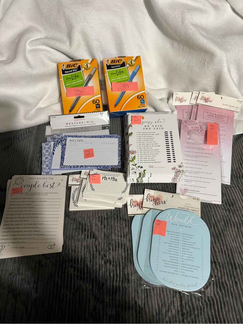 Bridal Shower Games and Pens